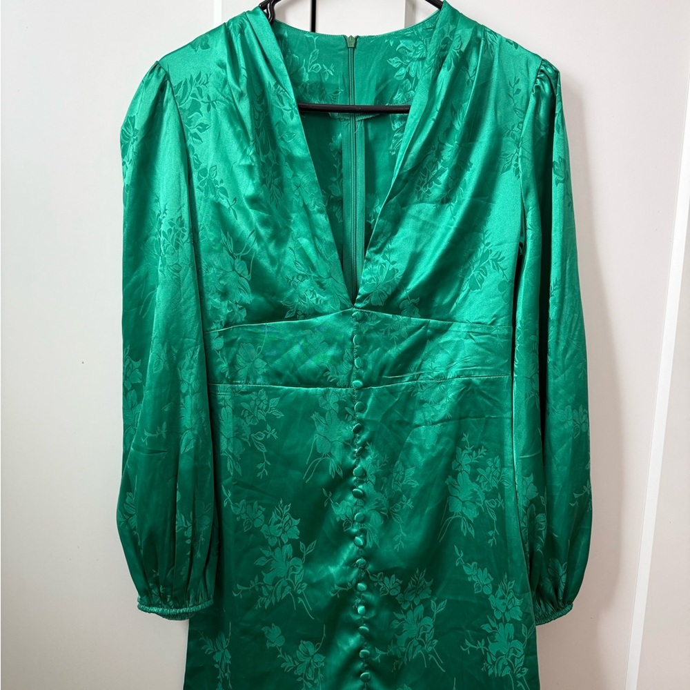 Elegant Green Floral Dress